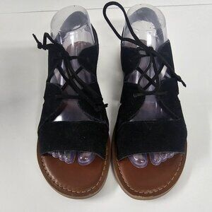 Toms Sandals Gladiator Black Faux Suede Casual Festival Boho Hippie 8